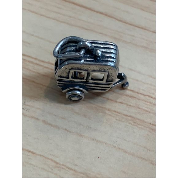 Vintage Travel Trailer Sterling Silver Jewelry Charm #camping #trailer - Picture 2 of 5